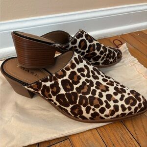 Trask Teresa Western Mules Leopard Print Women’s Shoes